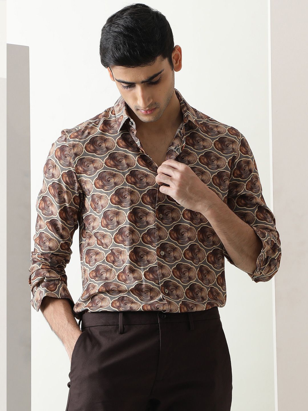 RARE RABBIT Men Tymon Abstract Printed Slim Fit Shirt