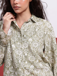 DressBerry Indie Vibes Printed Shirt Style Top