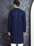 Jompers Geometric Embroidered Chikankari Mandarin Collar Straight Kurta