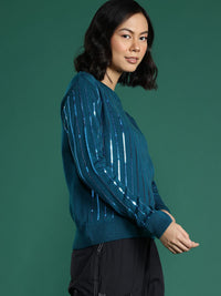 DressBerry Sequin Detailed Round Neck Pullover