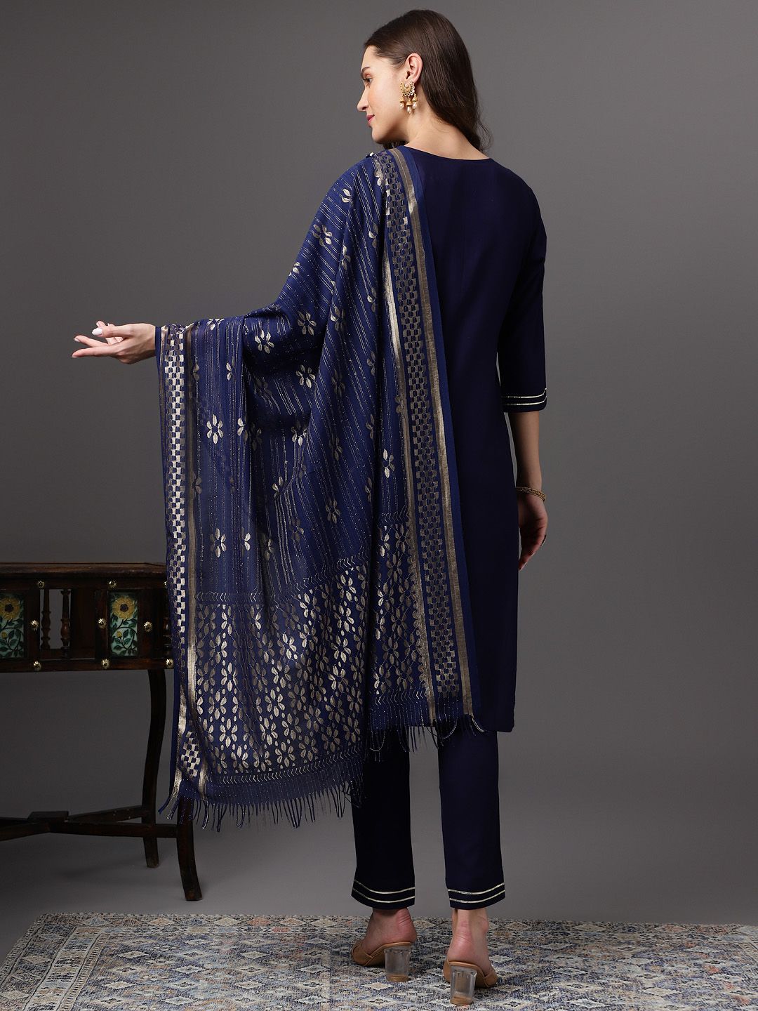 Anouk Kurta Set With Printed Dupatta