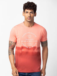 SPYKAR Men Typography Dyed Slim Fit Cotton T-shirt