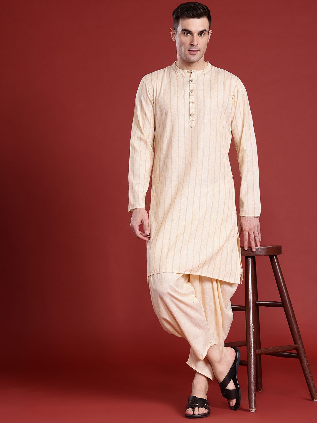Anouk Men Striped Kurta with Salwar