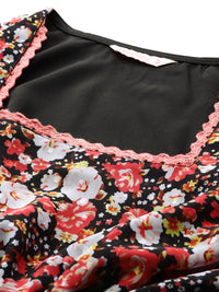 DressBerry Floral Print Cinched Waist Top