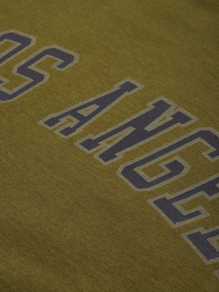 DILLINGER Men Olive Green Printed Pure Cotton Loose Oversized T-shirt