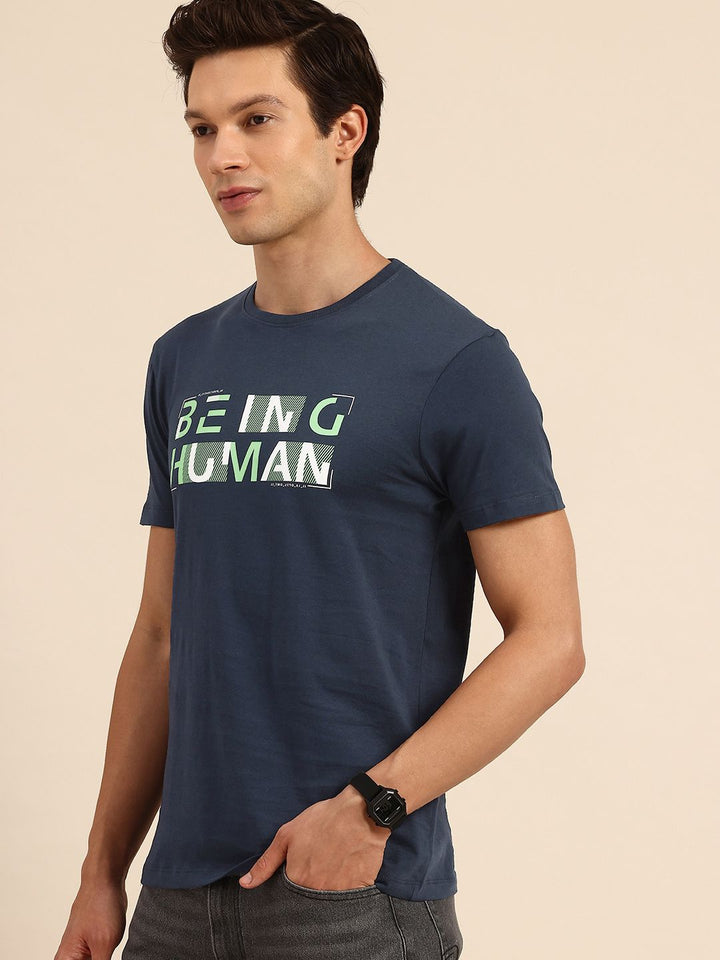 Being Human Pure Cotton Brand Logo Printed Slim Fit T-shirt