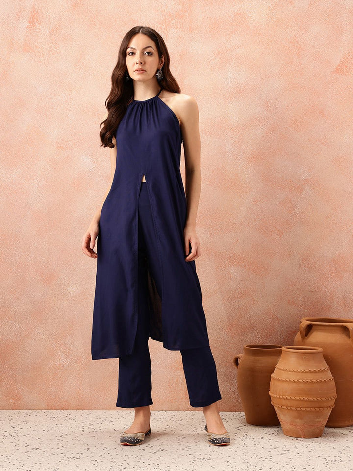 all about you Halter Neck High Slit Kurta with Trousers