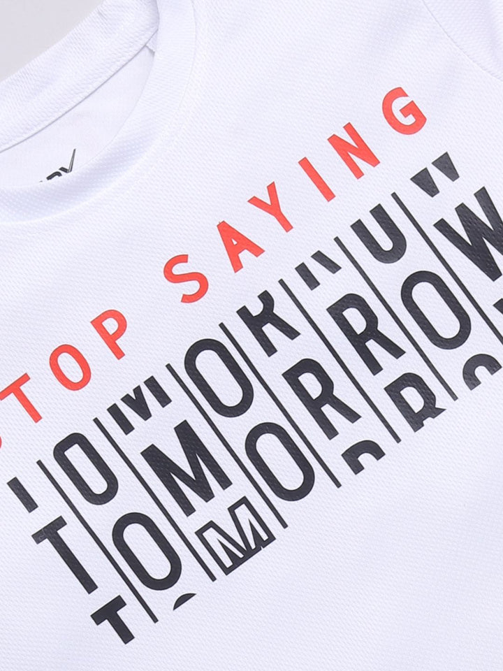 HRX by Hrithik Roshan Boys Typography Printed Rapid-Dry T-shirt