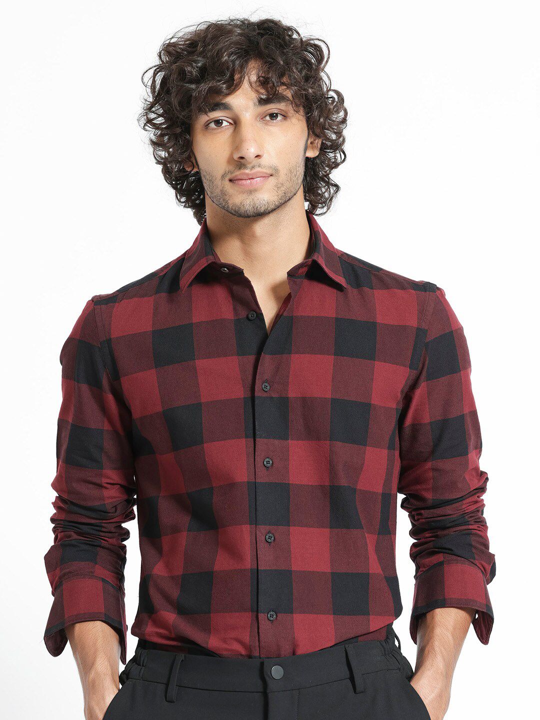 RARE RABBIT Men Byre Slim Fit Checked Cotton Shirt