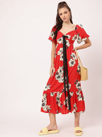 DressBerry Flower Child Bow-Detail A-Line Midi Dress