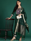 Indo Era Ethnic Motifs Yoke Design Pure Cotton Kurta With Trousers & Dupatta