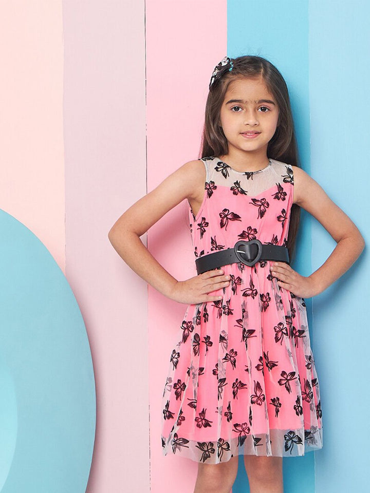 pspeaches Girls Floral Printed Fit & Flare Dress