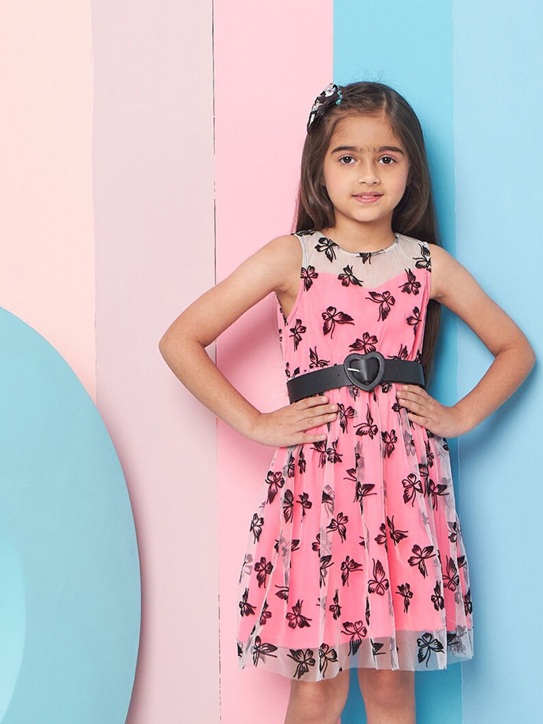 pspeaches Girls Floral Printed Fit & Flare Dress