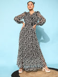 STREET 9 Women Classy Black Printed Dress