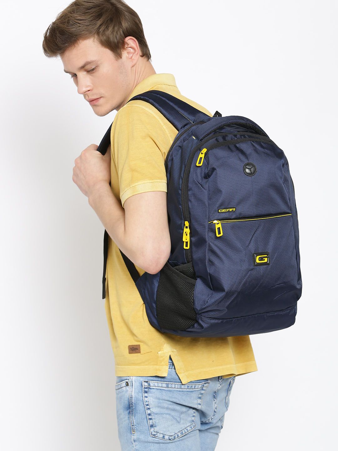 Gear Unisex Navy Blue Solid Laptop Backpack