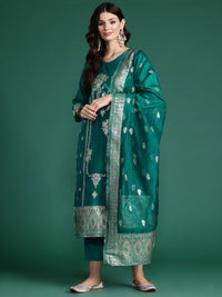 Indo Era Ethnic Motifs Woven Design Zari Kurta With Trousers & Dupatta
