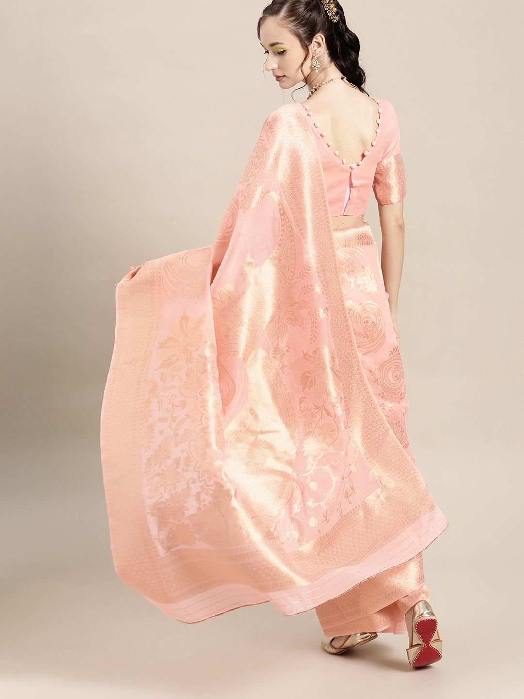 Saree mall Floral Silk Blend Saree with Woven Design border