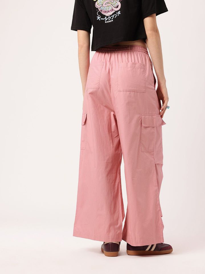 DressBerry Women Indie Street, Rose-Hued Cool Cargo Trousers