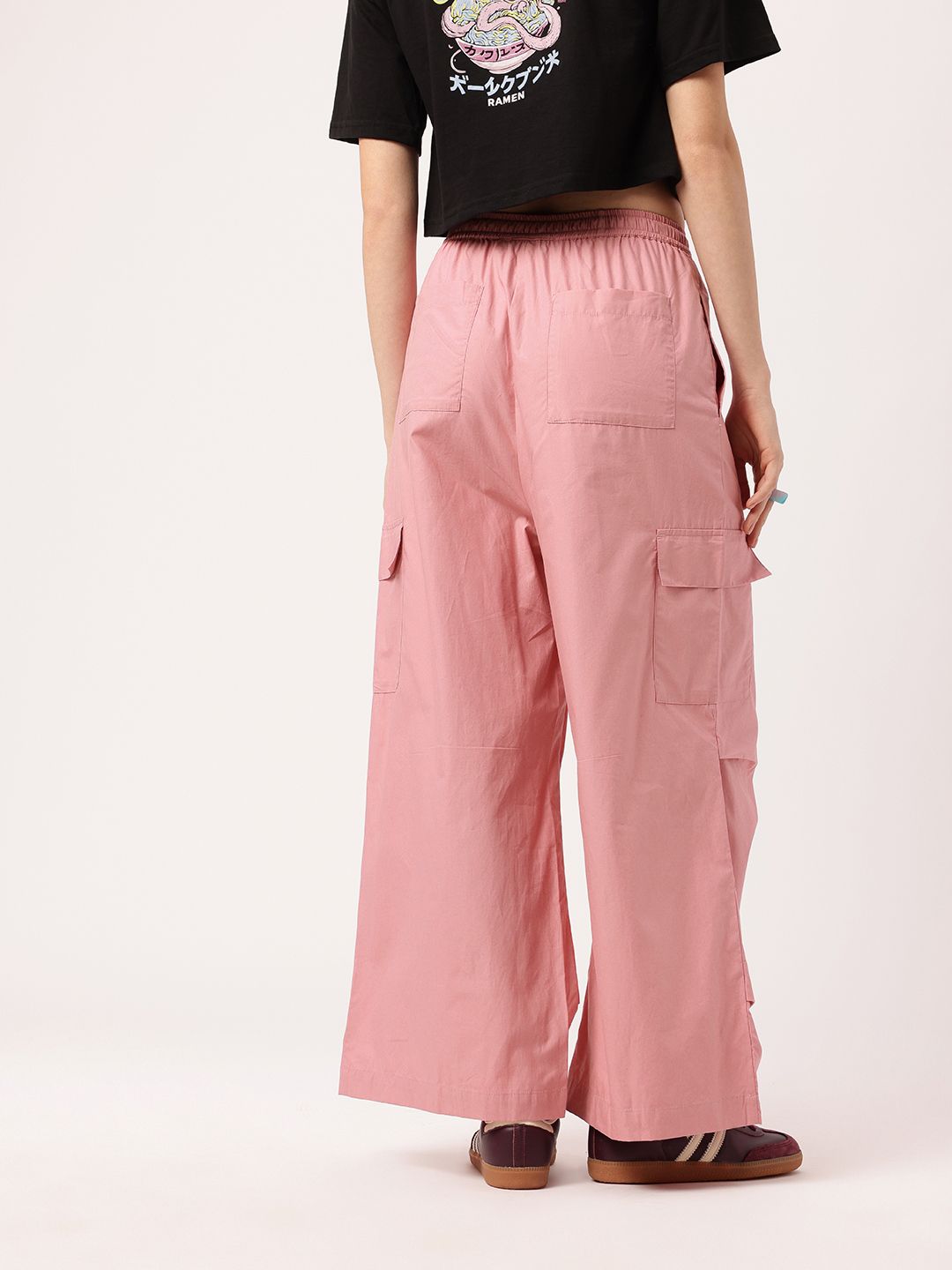 DressBerry Women Indie Street, Rose-Hued Cool Cargo Trousers