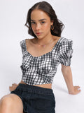 DressBerry Smocked Monochrome Crop Top