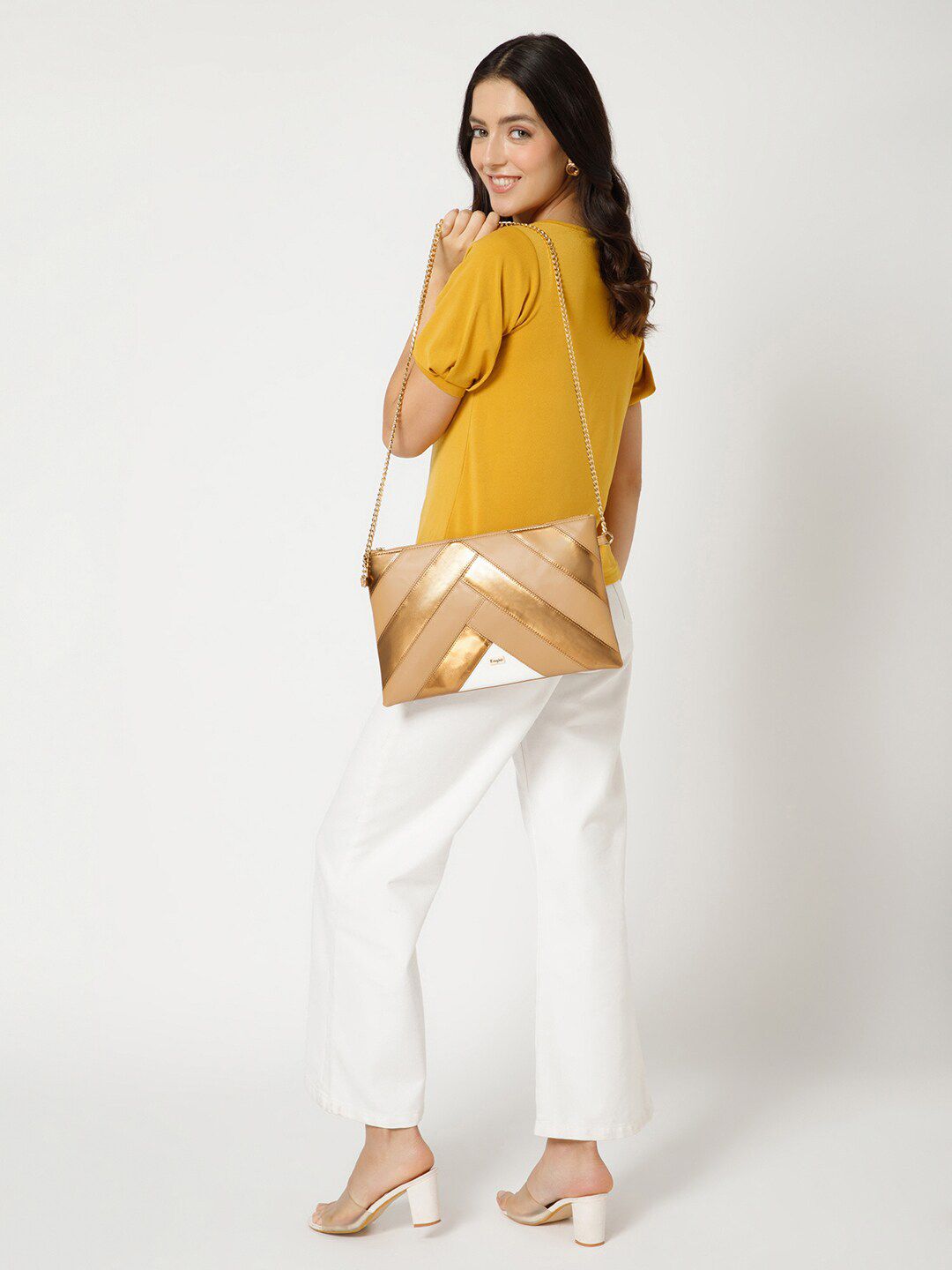 Berrylush Beige Textured Structured Sling Bag