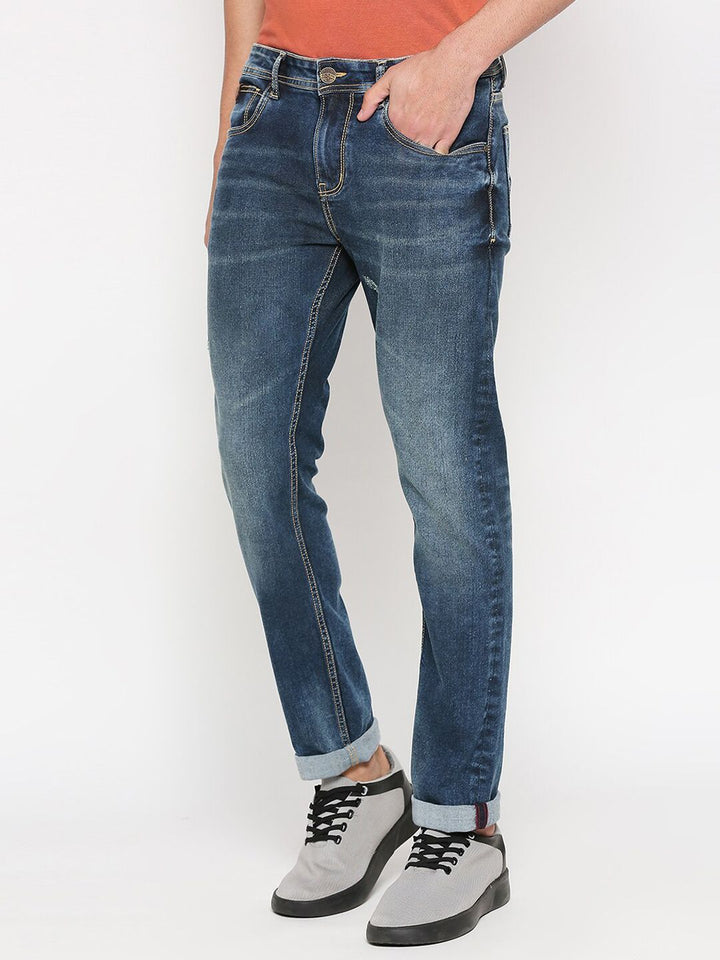 Being Human Men Slim Fit Low Distress Heavy Fade Jeans