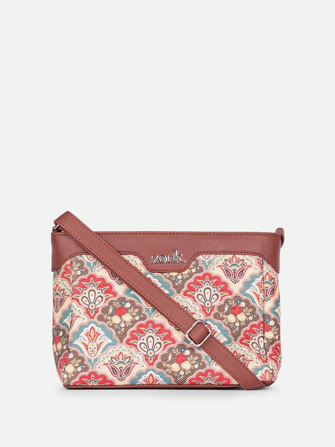 ZOUK Floral Printed Structured Sling Bag