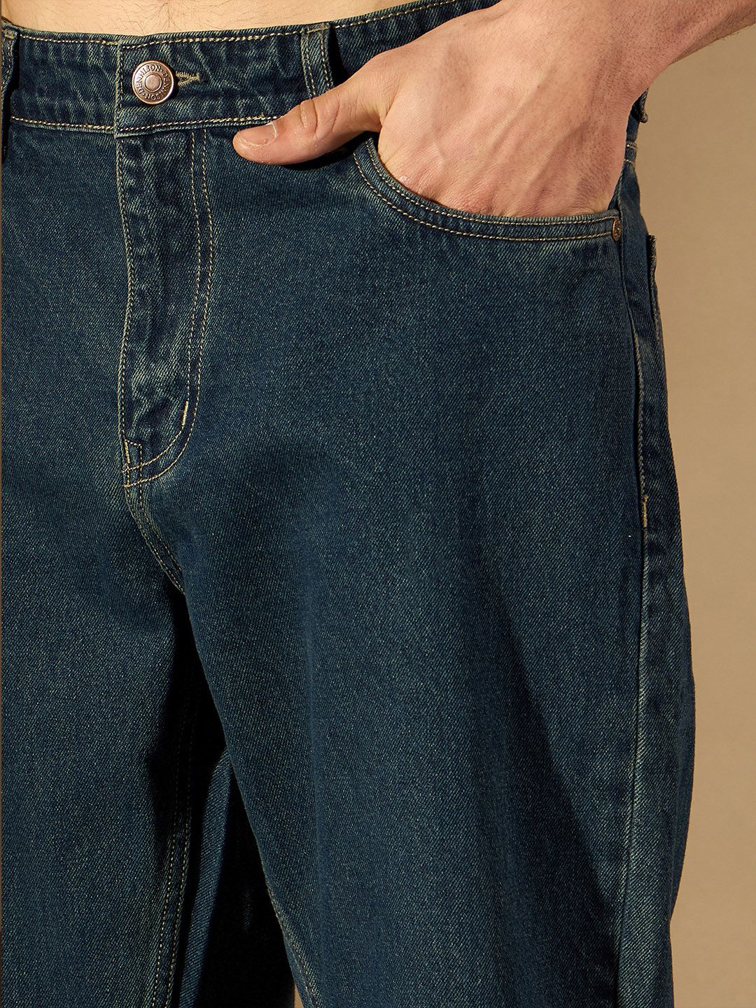 DENNISON Men Smart Baggy Fit Clean Look Cotton Jeans