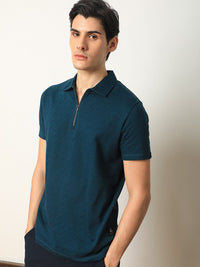 RARE RABBIT Men Cabetta Geometric Printed Polo Collar Cotton Slim Fit T-Shirt