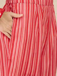 Indo Era Women Solid V-Neck Regular Kurta with Trousers