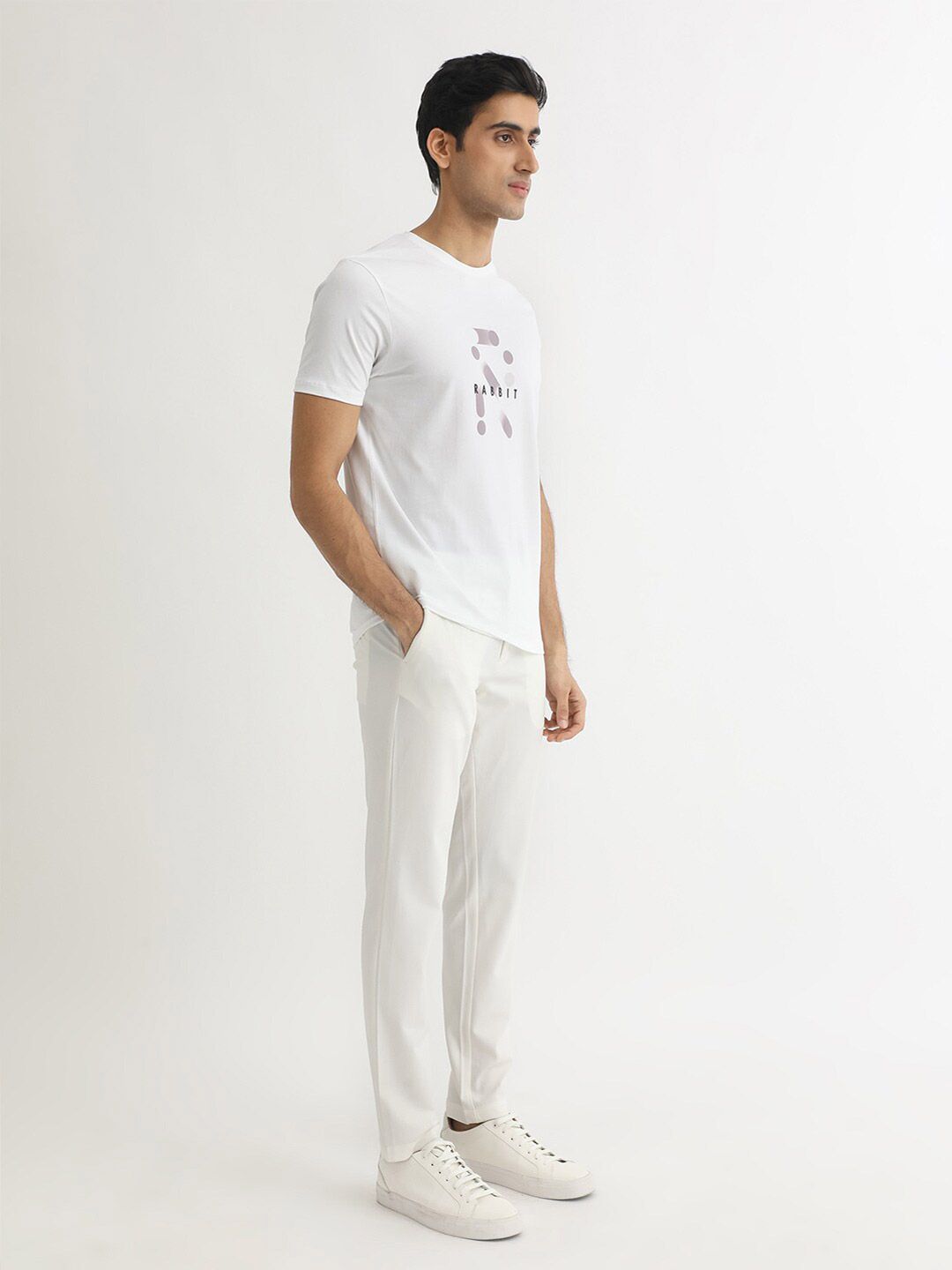 RARE RABBIT Men Dunstone Typography Printeds Slim Fit Cotton T-Shirt