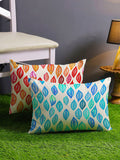 STITCHNEST Pack Of 2 Red & Blue Printed Rectangle Cushion Covers