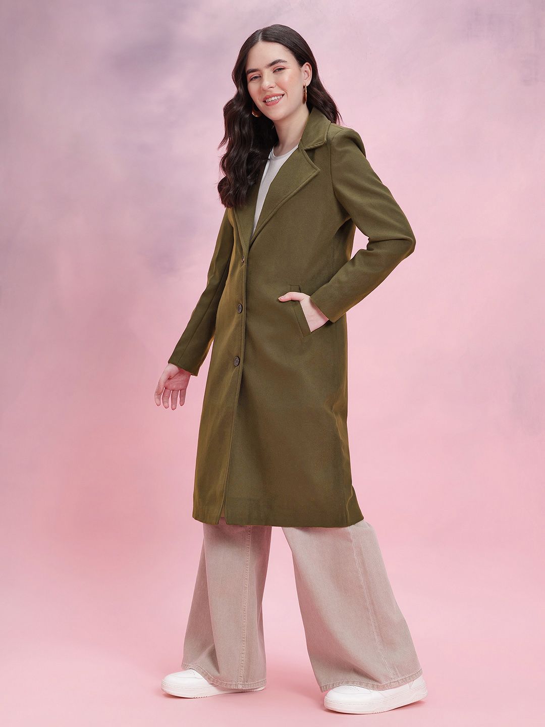 DressBerry Single-Breasted Longline Overcoat