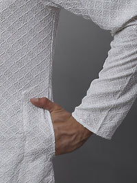 Jompers Geometric Chikankari Embroidered Kurta With Pyjamas
