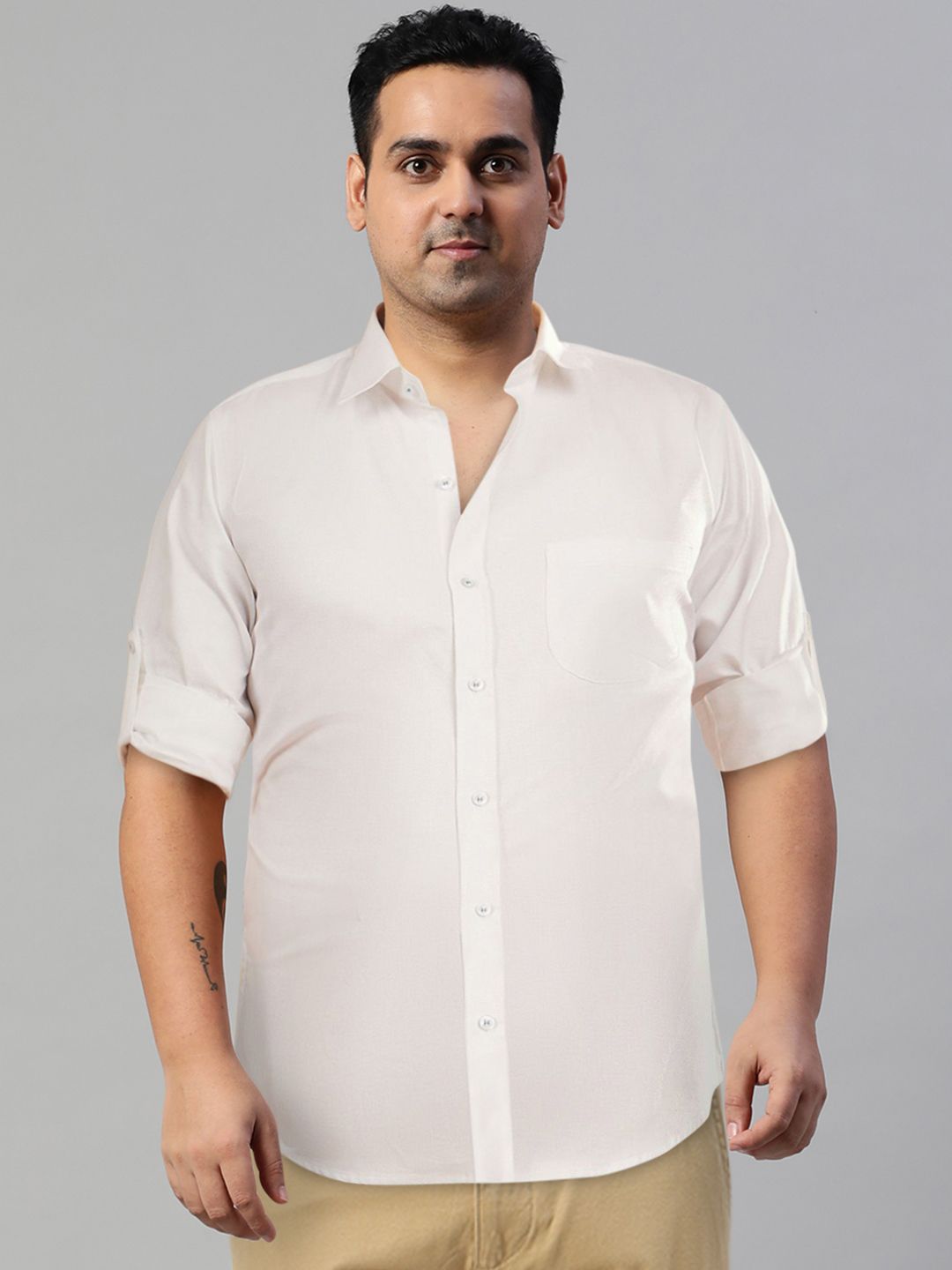 DENNISON Men White Smart Slim Fit Solid Formal Shirt