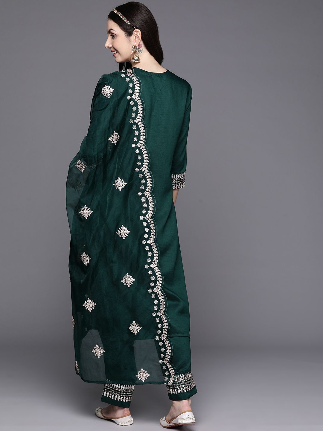 Indo Era Women Ethnic Motifs Embroidered Gotta Patti Kurta with Trousers & Dupatta