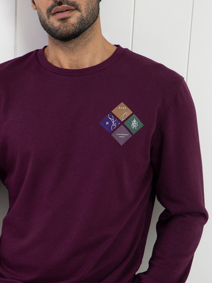 RARE RABBIT Men Praise Graphic Print Round Neck Sweatshirt