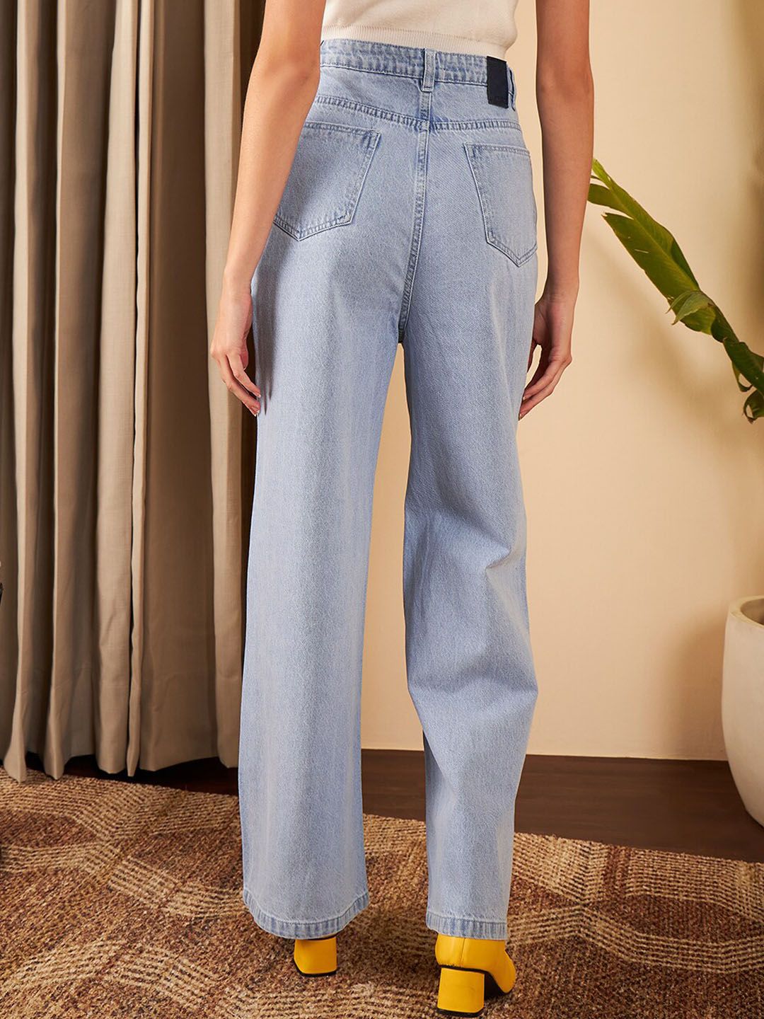 STREET 9 Women Flared High-Rise Clean Look Heavy Fade Pure Cotton Jeans