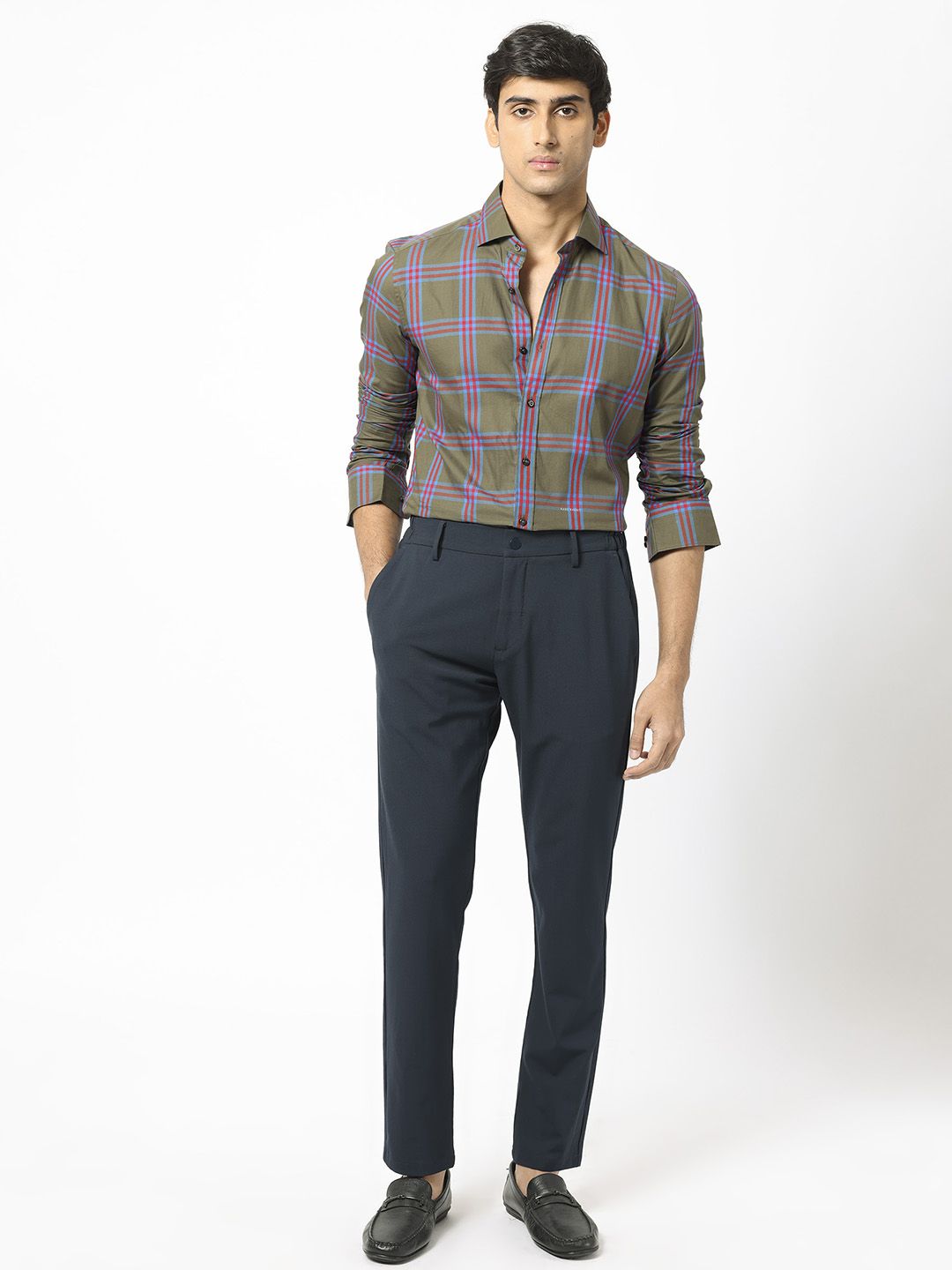 RARE RABBIT Pure Cotton Celluls Slim Fit Tartan Check Shirt