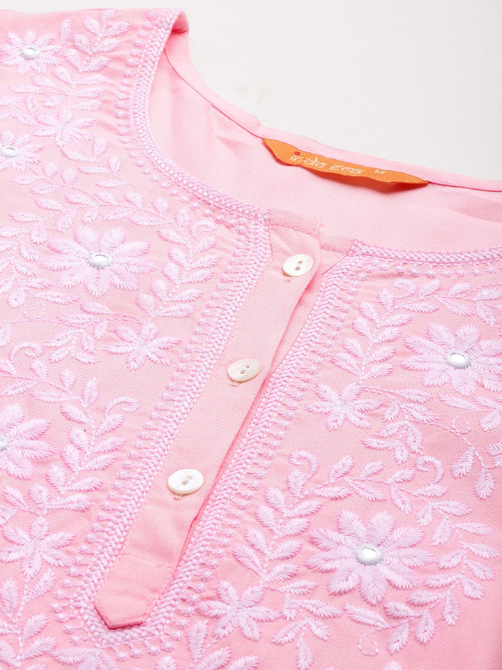 Indo Era Floral Embroidered Thread Work Kurta