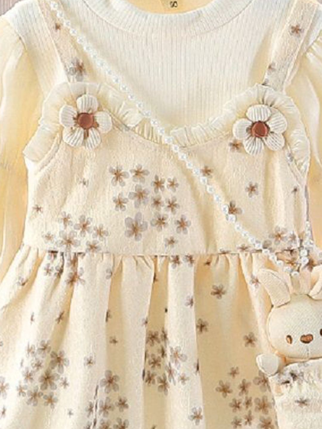 YK Girls Floral Printed Cotton Fit & Flare Knee Length Dress