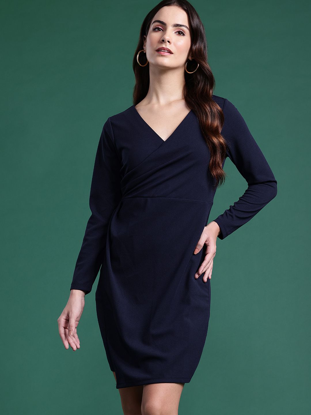 DressBerry Pleated Detail Wrap Dress