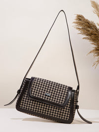 Berrylush Checked Structured Cotton Sling Bag