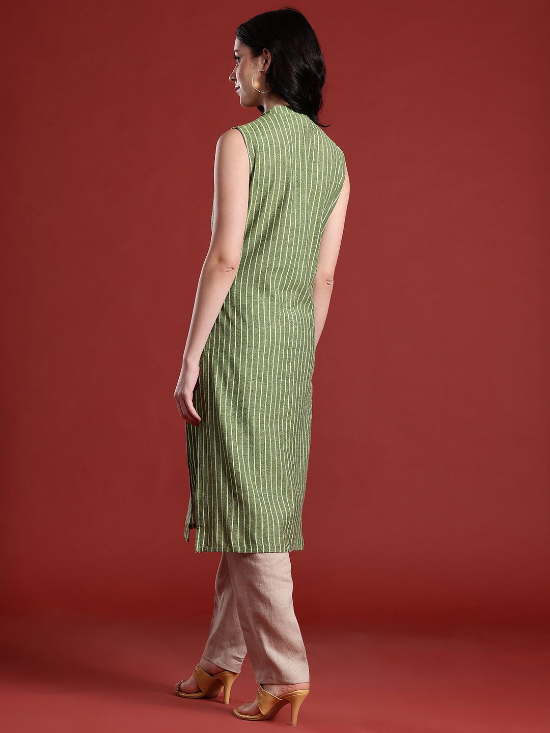 Anouk Striped Straight Kurta