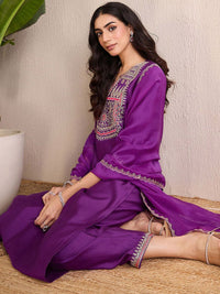 Indo Era Women Ethnic Motifs Yoke Design Regular Liva Kurta with Trousers & With Dupatta