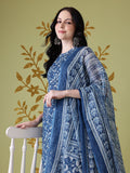 Anouk Floral Printed High Slit Pure Cotton Kurta with Trousers & Dupatta