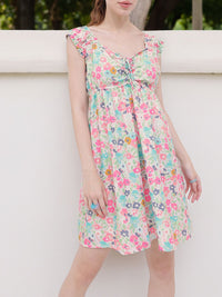 DressBerry Bloom With Style Floral Printed Ruched Detail A-line Dress