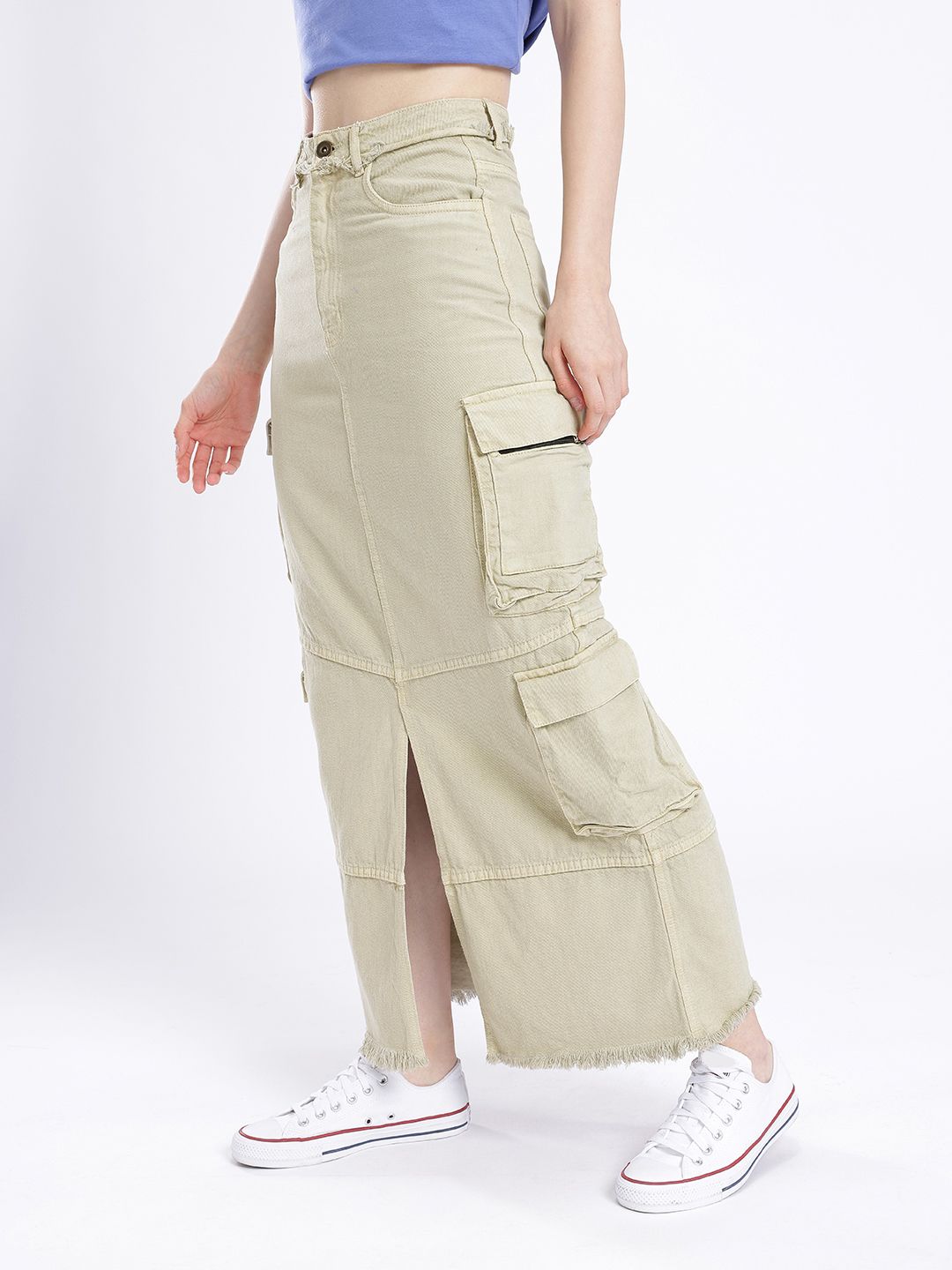 DressBerry Versatile Vogue Cargo Style Denim Maxi Skirt