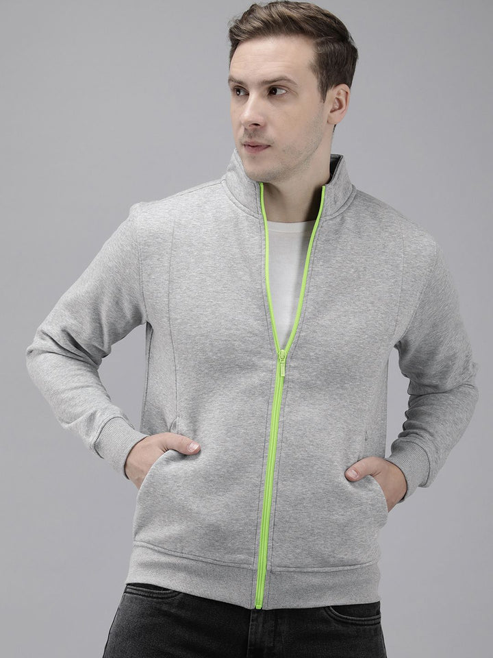 Park Avenue Solid Mock Collar Front-Open Casual Sweatshirt