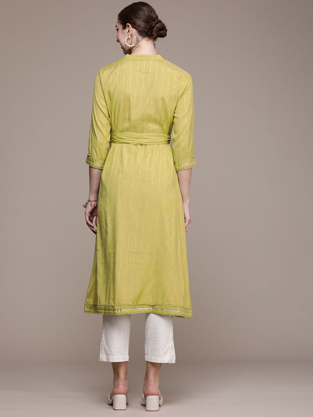 Anouk Women Woven Design Gotta Patti Dobby A-Line Kurta